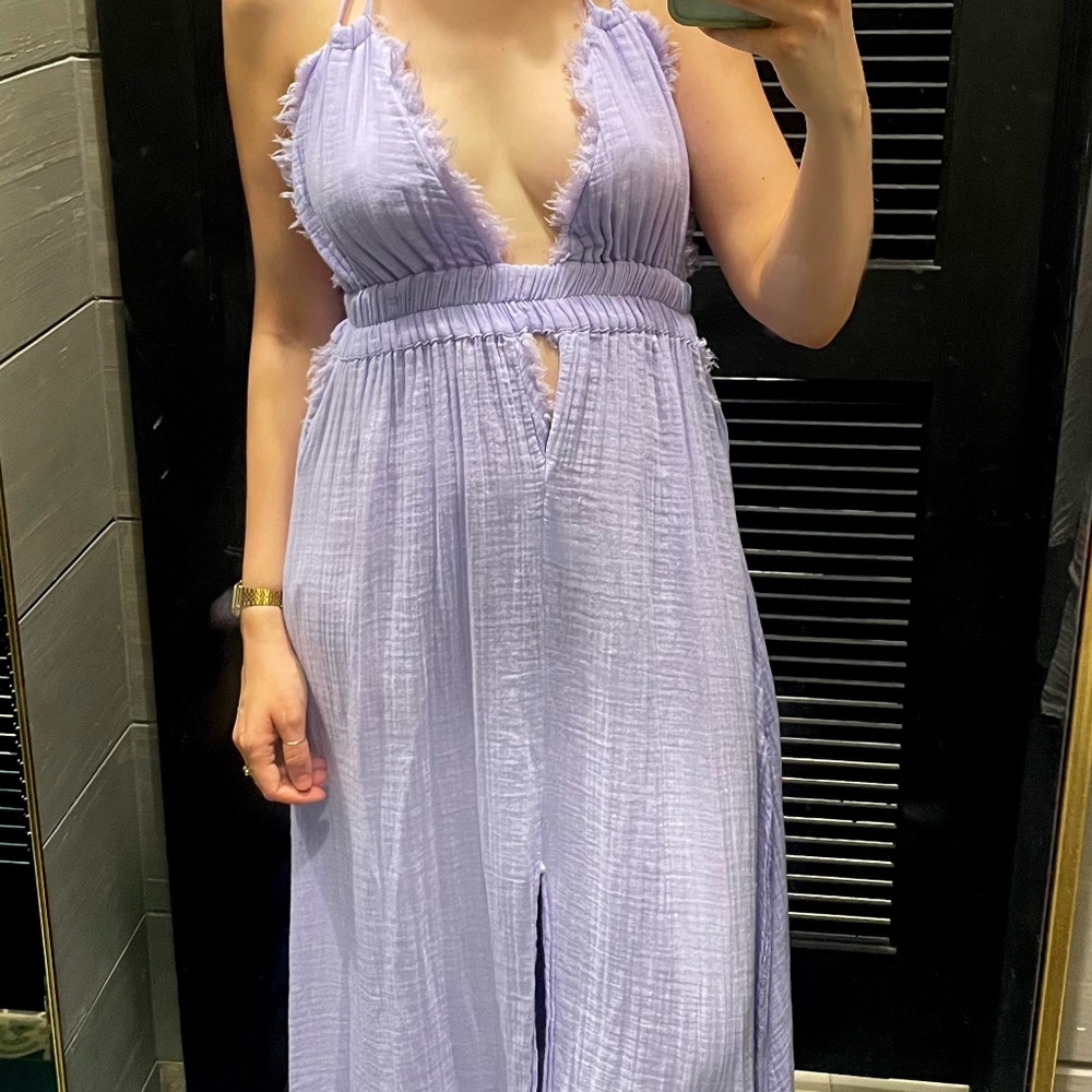 Turkish Lavender Linen Dress (OS)